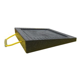 Inclined outrigger pads for cranes 400x400x80mm, 7.5° inclination, central milled section 300x300mm, stable and non-slip, ideal for stabilisers on uneven ground